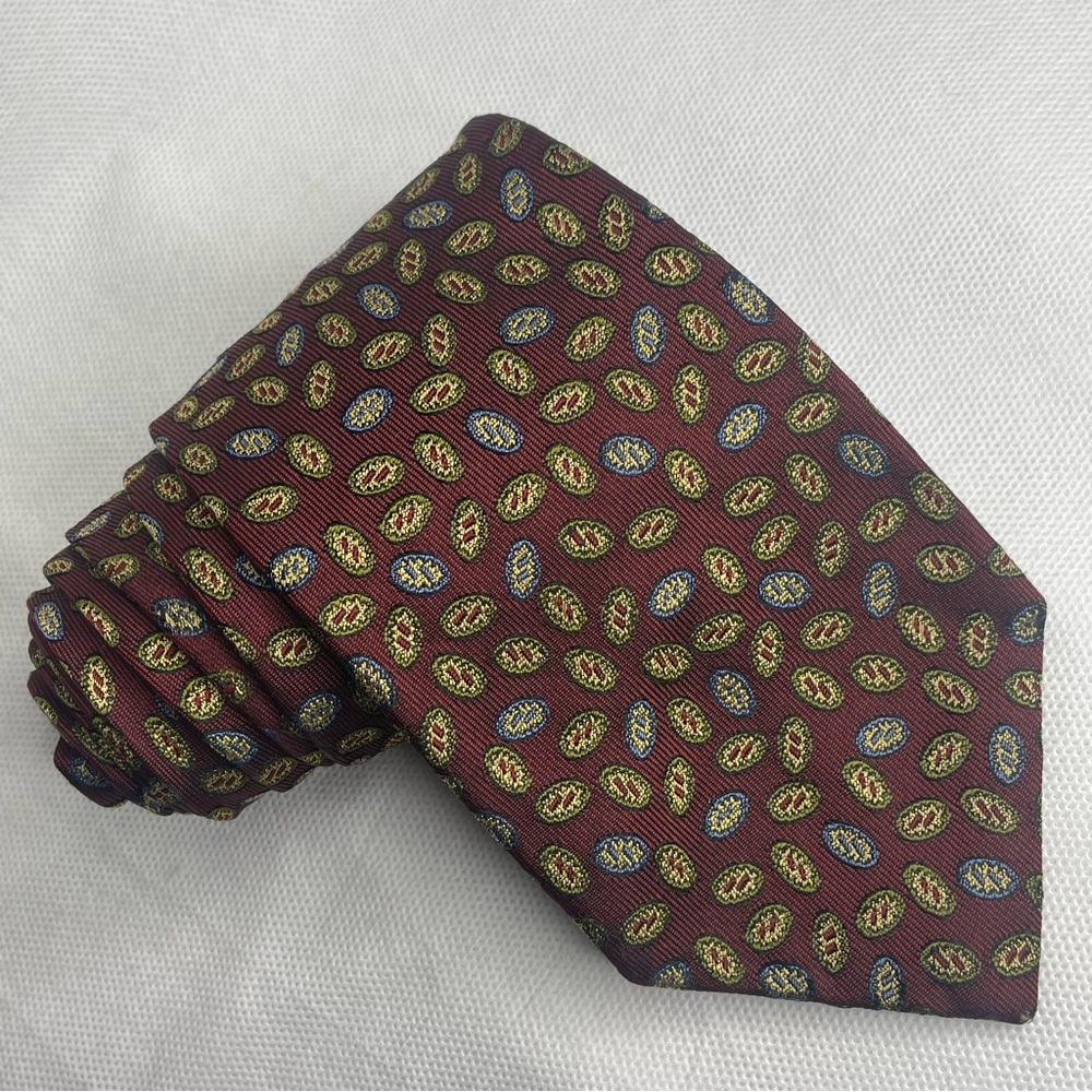 VTG Mulberry England All Silk Necktie Traditional Handmade Knot Deep Burgundy